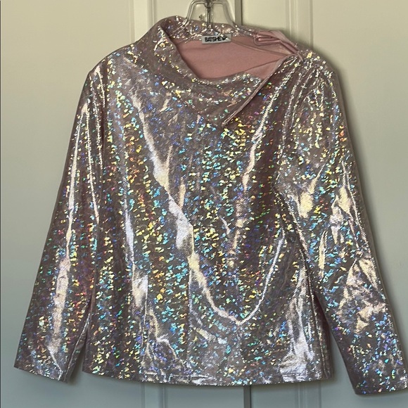 Batsheva Tops - Batsheva Pink Holographic Iridescent Long Sleeved Top Size M